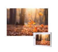 Poezjzw Maple Leaf In The Sun Puzzles For Adult 1000 Pieces Wooden Jigsaw For Family Friend Home Decor Wall Art 29.5 X 19.7 In