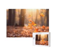 Poezjzw Maple Leaf In The Sun Puzzles For Adult 300 Pieces Wooden Jigsaw For Family Friend Home Decor Wall Art 15.7 X 11in