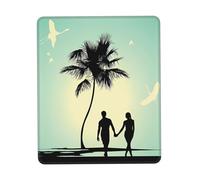 Poezjzw Married Couple Walking On The Beach Pattern Mouse Pad Office Laptop Computer Desk Wireless Mouse Non Slip Rubber Base Washable 10 X 12 Inch Keyboard Pad