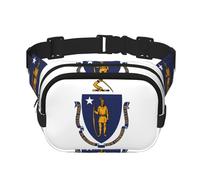 Poezjzw Massachusetts State Flag Travel Waist Bag Suitable For Running, Cycling And Outdoor Adventures, Store Mobile Phones And Credit Cards, Black, One Size, Black, One Size