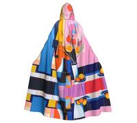POEZJZW Matisse Style Abstract Paintings Pattern Full Length Hooded Robe Cloak Long Cape Halloween Cosplay Costume Hoodies Cape Unisex