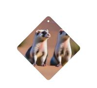 Poezjzw Meerkat Looking At The Desert Pattern Car Air Fresheners 4 Pcs Square Hanging Aromatherapy Tablets Scented Fresheners For Bedroom Bathroom