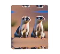 POEZJZW Meerkat Looking at The Desert Pattern Mouse Pad Non-Slip Rubber Stitched Edges Waterproof Gaming Mouse Mat for Desk Gaming Work Wireless Mice 7 X 8.6 in