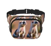 Poezjzw Meerkat Looking At The Desert Travel Waist Bag Suitable For Running, Cycling And Outdoor Adventures, Store Mobile Phones And Credit Cards, Black, One Size