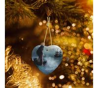 Poezjzw Mermaid Girl And Sailing On Sea Ship Pattern Ceramic Heart-Shaped Christmas Tree Ornaments, Family New Year Home Souvenirs For Gatherings