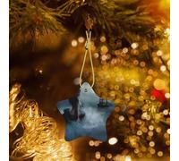 Poezjzw Mermaid Girl And Sailing On Sea Ship Pattern Ceramic Star-Shaped Christmas Tree Ornaments, Family New Year Home Souvenirs For Gatherings