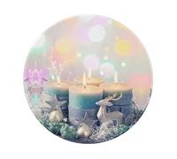 POEZJZW Merry Christmas Candle Pattern Round Non-Slip Rubber Base Small Mouse Pad Suitable For Games Computer Laptop 7.9x7.9 In
