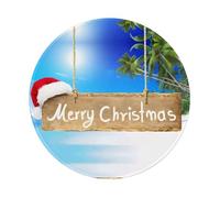 POEZJZW Merry Christmas Pattern Round Mouse Pad, Non-Slip Rubber Base Small Mouse Pad, Suitable For Games, Computer Laptop, 7.9x7.9 Inches.