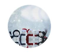 POEZJZW Merry Christmas Snowing Pattern Round Mouse Pad, Non-Slip Rubber Base Small Mouse Pad, Suitable For Games, Computer Laptop, 7.9x7.9 Inches.