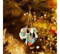 Poezjzw Mid-Century Modern Art Cat Pattern Christmas Tree Ceramic Ornament Hanging Decorations for Home Christmas Holiday Party Gift