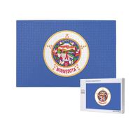 Poezjzw Minnesota State Flag Adult Classic Jigsaw 1000 Pieces Wooden Puzzle Modern Home Decor Intellectual Game 75x50cm
