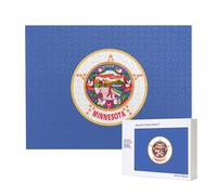 Poezjzw Minnesota State Flag Adult Classic Jigsaw 500 Pieces Wooden Puzzle Modern Home Decor Intellectual Game 52 X 38 Cm