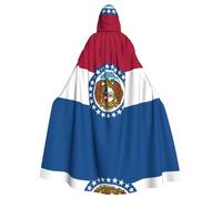 POEZJZW Missouri State Flag Pattern Hooded Cloak Robe Costume For Adult Men Women Christmas Hoodies Cape Cosplay Costumes