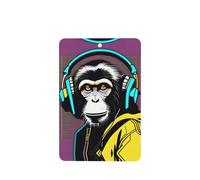 Poezjzw Monkey Listening To Music Pattern Car Air Fresheners 4 Pcs Rectangle Hanging Aromatherapy Tablets Scented Fresheners For Bedroom Bathroom