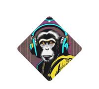 Poezjzw Monkey Listening To Music Pattern Car Air Fresheners 4 Pcs Square Hanging Aromatherapy Tablets Scented Fresheners For Bedroom Bathroom
