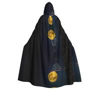 POEZJZW Moon And Basketball Pattern Poncho Halloween Hooded Cape Women'S Men'S Halloween Dress Up Party Cosplay Costumes