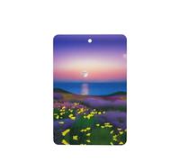 Poezjzw Moonrise Flower Sea Pattern Car Air Fresheners 4 Pcs Rectangle Hanging Aromatherapy Tablets Scented Fresheners For Bedroom Bathroom