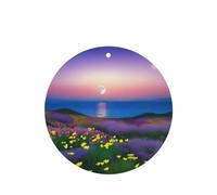Poezjzw Moonrise Flower Sea Pattern Car Air Fresheners 4 Pcs Round Shape Hanging Aromatherapy Tablets Scented Fresheners For Bedroom Bathroom
