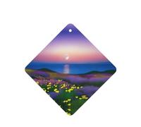 Poezjzw Moonrise Flower Sea Pattern Car Air Fresheners 6 Pcs Square Hanging Aromatherapy Tablets Scented Fresheners For Bedroom Bathroom