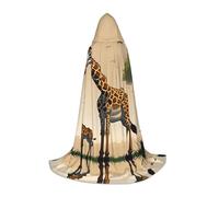 POEZJZW Mother And Child Giraffe Pattern Hooded Cloak Robe Costume Cloak For Adult Men Women Christmas Hoodies Cape Cosplay Costumes M