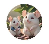 POEZJZW Mother And Child Rats Pattern Round Mouse Mat, Cute Mouse Pad, Non-Slip Rubber Base With Stitched Edge, Small Size 7.9 X 7.9 Inch