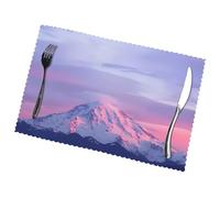 Poezjzw Mount At Sunset Pattern Placemats Set Of 6 Non Slip Heat Resistant Polyester Table Mats Washable Place Mats For Dinner Party Table Decoration