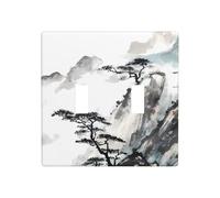 Poezjzw Mountain and Pine Tree Pattern Light Switch Cover Receptacle Cover Double Toggle Decorative Wall Plate, Standard Size 4.5 in X 4.5 in
