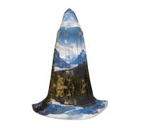 POEZJZW Mountain Landscape Pattern Men Women Cloak With Hood Adult Cape With Hood Renaissance Halloween Witch Costume Wizard Cloak M