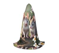 POEZJZW Mouse In Love Pattern Hooded Cloak Robe Costume Cloak For Adult Men Women Christmas Hoodies Cape Cosplay Costumes M
