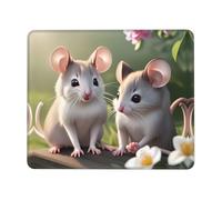 Poezjzw Mouse in Love Pattern Mouse Pad Non-Slip Rubber Stitched Edges Waterproof Gaming Mouse Mat for Desk Gaming Work Wireless Mice 8.3 X 10.3 in