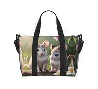 Poezjzw Mouse In Love Travel Duffle Bag Weekender Carry On Tote Bags For Women Hospital Bags For Labor And Delivery Overnight Luggage Bag, Black, One Size