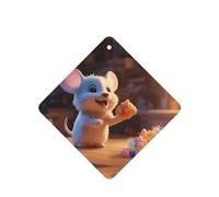 Poezjzw Mouse Stealing Candy Pattern Car Air Fresheners 6 Pcs Square Hanging Aromatherapy Tablets Scented Fresheners For Bedroom Bathroom