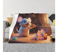 POEZJZW Mouse Stealing Candy Pattern Flannel Blanket 50"X40" Bed Blankets for Sofa Bed Couch, Movie Night, Camping, and Travel