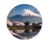 POEZJZW Mt. Fuji In Early Spring Pattern Round Mouse Mat, Cute Mouse Pad, Non-Slip Rubber Base With Stitched Edge, Small Size 7.9 X 7.9 Inch