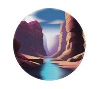 POEZJZW Mysterious Canyon Pattern Round Mouse Mat, Cute Mouse Pad, Non-Slip Rubber Base with Stitched Edge, Small Size 7.9 X 7.9 Inch