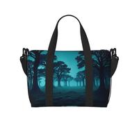 Poezjzw Mysterious Woods Travel Duffel Bag Tote Carry On Luggage Bag Water Resistant Weekender Overnight Bags For Foldable, Black, One Size, Black, One Size