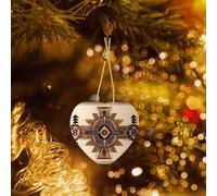 Poezjzw Native American Painting Pattern Christmas Ceramic Pendant Decorations Suitable For Home Shopping Malls And Holiday Celebrations