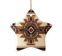 Poezjzw Native American Painting Pattern Christmas Ceramic Star Shape Pendant Decorations Suitable For Home Shopping Malls And Holiday Celebrations