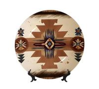 POEZJZW Native American Patterns Bone China Decorative Plate Dinner Plates Crafts Perfect Decoration for Home Office and Coffee Shop 10in