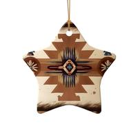 Poezjzw Native American Patterns Pattern Christmas Ceramic Star Shape Pendant Decorations Suitable For Home Shopping Malls And Holiday Celebrations