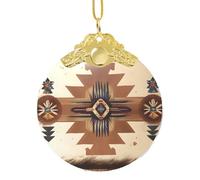 Poezjzw Native American Patterns Pattern Christmas Glass Gold Metal Buckle Pendant Decorations Suitable For Home Shopping Malls And Holiday Celebrations