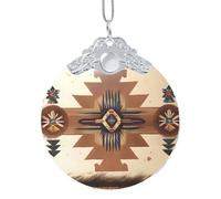 Poezjzw Native American Patterns Pattern Christmas Glass Silver Metal Buckle Pendant Decorations Suitable For Home Shopping Malls And Holiday Celebrations