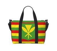 Poezjzw Native Hawaiian Flag Travel Duffel Bag Tote Carry On Luggage Bag Water Resistant Weekender Overnight Bags For Foldable, Black, One Size