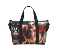 Poezjzw Nine Tailed Fox Travel Duffel Bag Tote Carry On Luggage Bag Water Resistant Weekender Overnight Bags For Foldable, Black, One Size