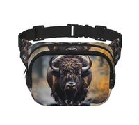 Poezjzw North American Bison Travel Waist Bag Suitable For Running, Cycling And Outdoor Adventures, Store Mobile Phones And Credit Cards, Black, One Size, Black, One Size