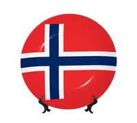 POEZJZW Norwegian Flag Bone China Decorative Plate Dinner Plates Crafts Perfect Decoration for Home Office and Coffee Shop 6in