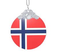 Poezjzw Norwegian Flag Pattern Glass Christmas Ornament Round Hanging Pendant Gifts For Xmas Holidays Ornaments Home Decor Silver Metal Buckle