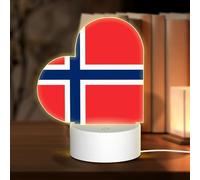 POEZJZW Norwegian Flag Pattern Heart Shape Acrylic Night Light with USB Cable Adjustable 3 Colors for Restaurant Bar Cafe