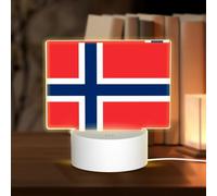 POEZJZW Norwegian Flag Pattern Rectangle Acrylic Night Light with USB Cable Adjustable 3 Colors for Restaurant Bar Cafe