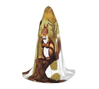 POEZJZW Nut-Eating Squirrel Pattern Hooded Cloak Robe Costume Cloak For Adult Men Women Christmas Hoodies Cape Cosplay Costumes M